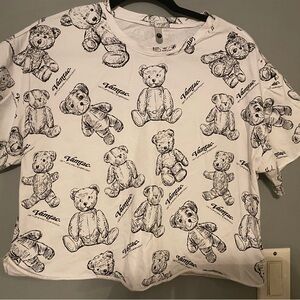Vamtac cropped white shirt with teddy bear 🧸 design